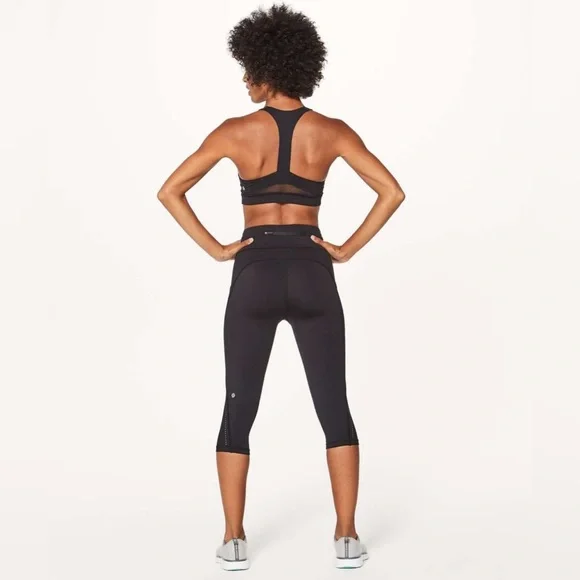 Lululemon Break Free Crop Nulux 17" Leggings Black Size 4 Running Gym Sports - Picture 4 of 16